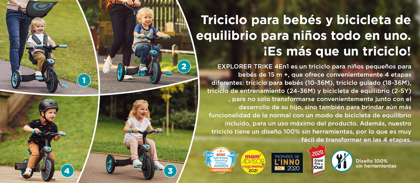 Triciclo para bebés y bicicleta de equilibrio para niños todo en uno. ¡Es más que un triciclo! 