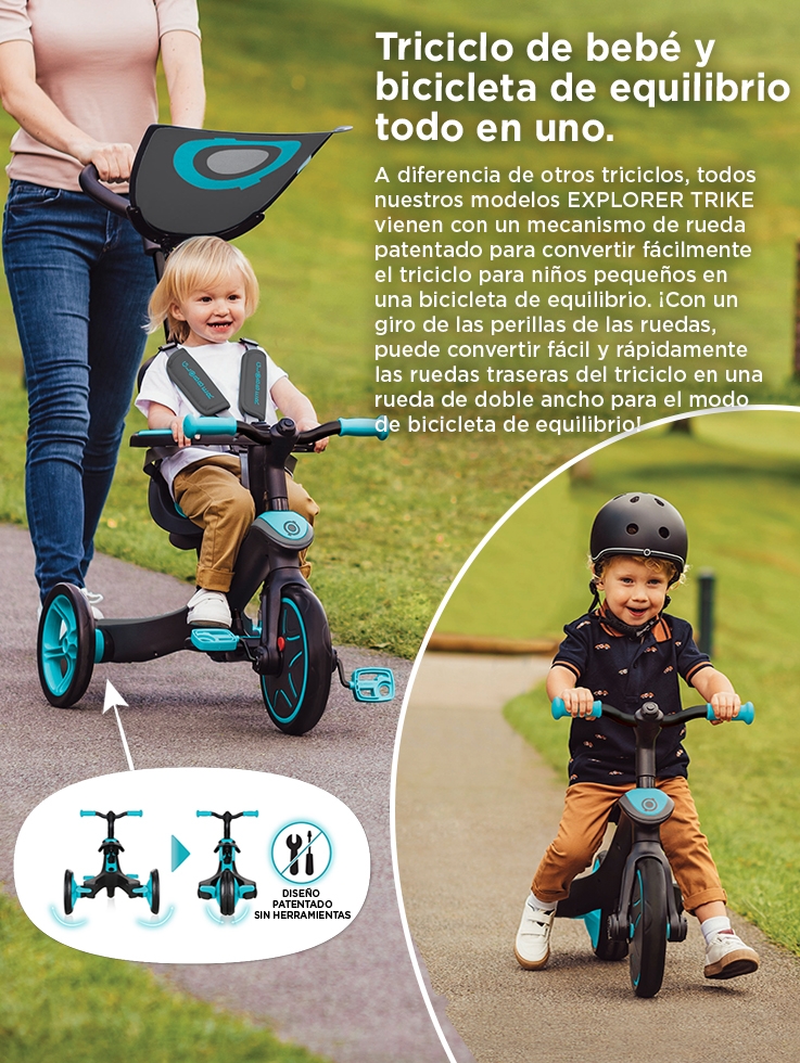 Triciclo de bebé y bicicleta de equilibrio todo en uno 