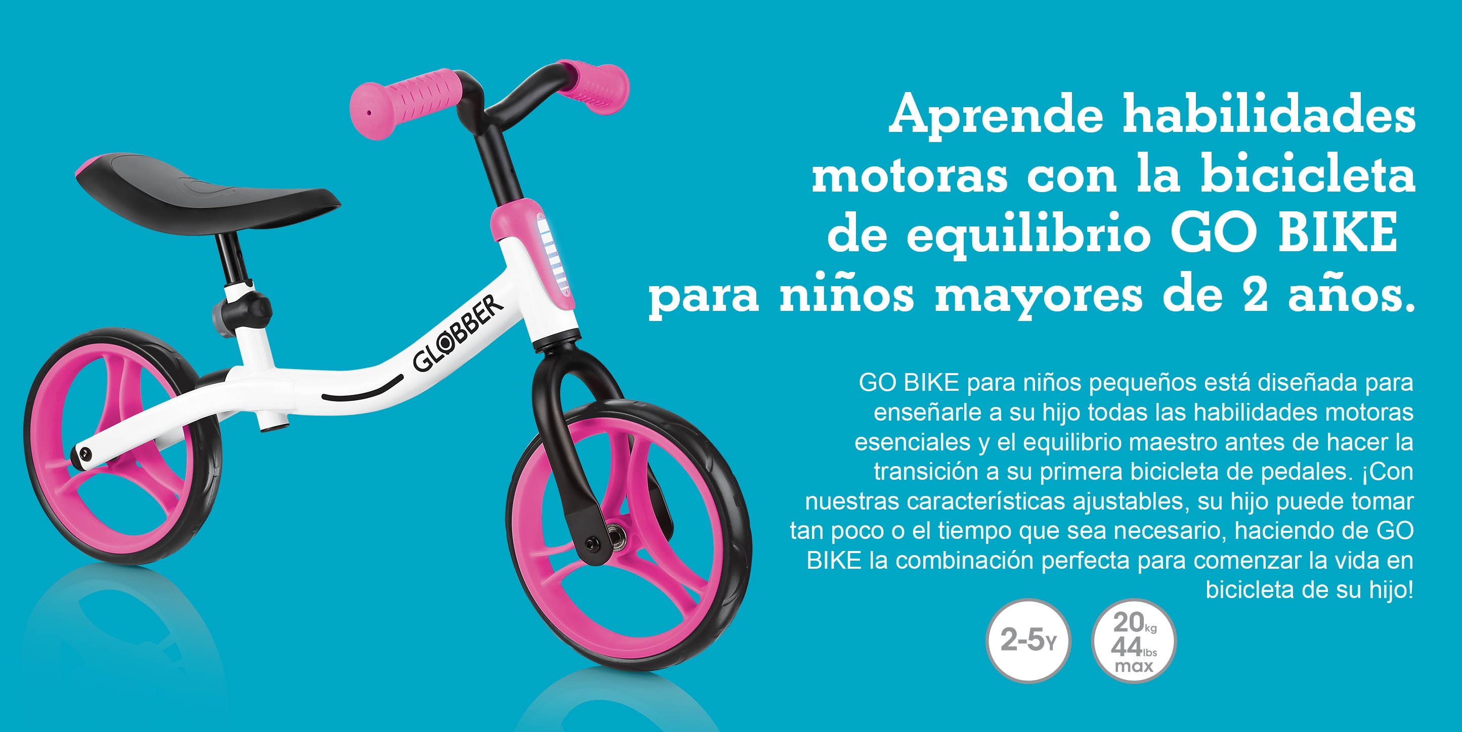 Aprende habilidades motoras con la bicicleta de equilibrio GO BIKE para niños mayores de 2 años