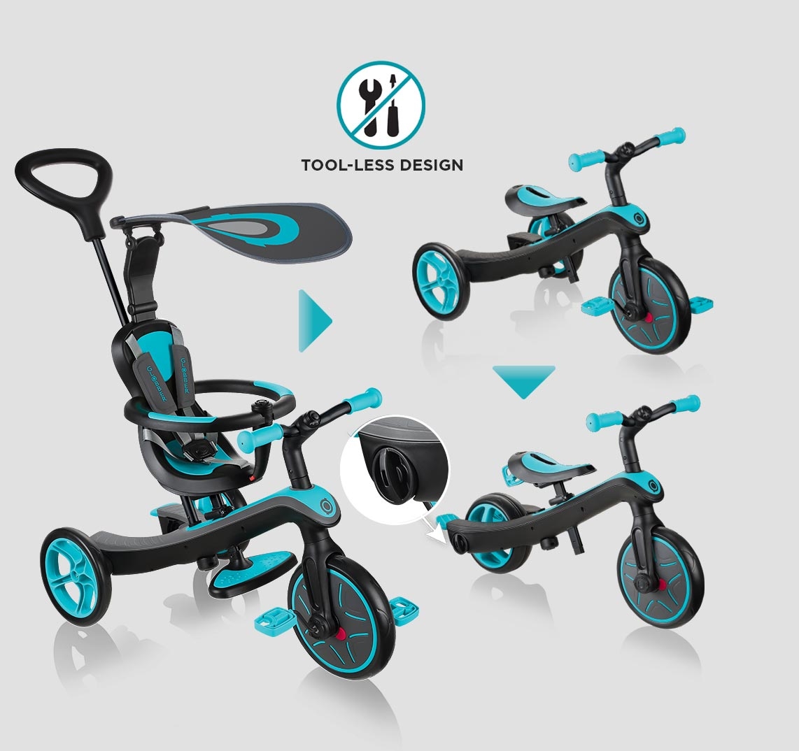 Un diseño de triciclo 100% sin herramientas para transformar fácilmente el producto
