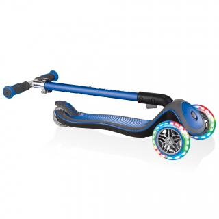 Globber-ELITE-DELUXE-LIGHTS-3-wheel-foldable-scooter-for-kids-with-light-up-scooter-wheels-navy-blue thumbnail 3