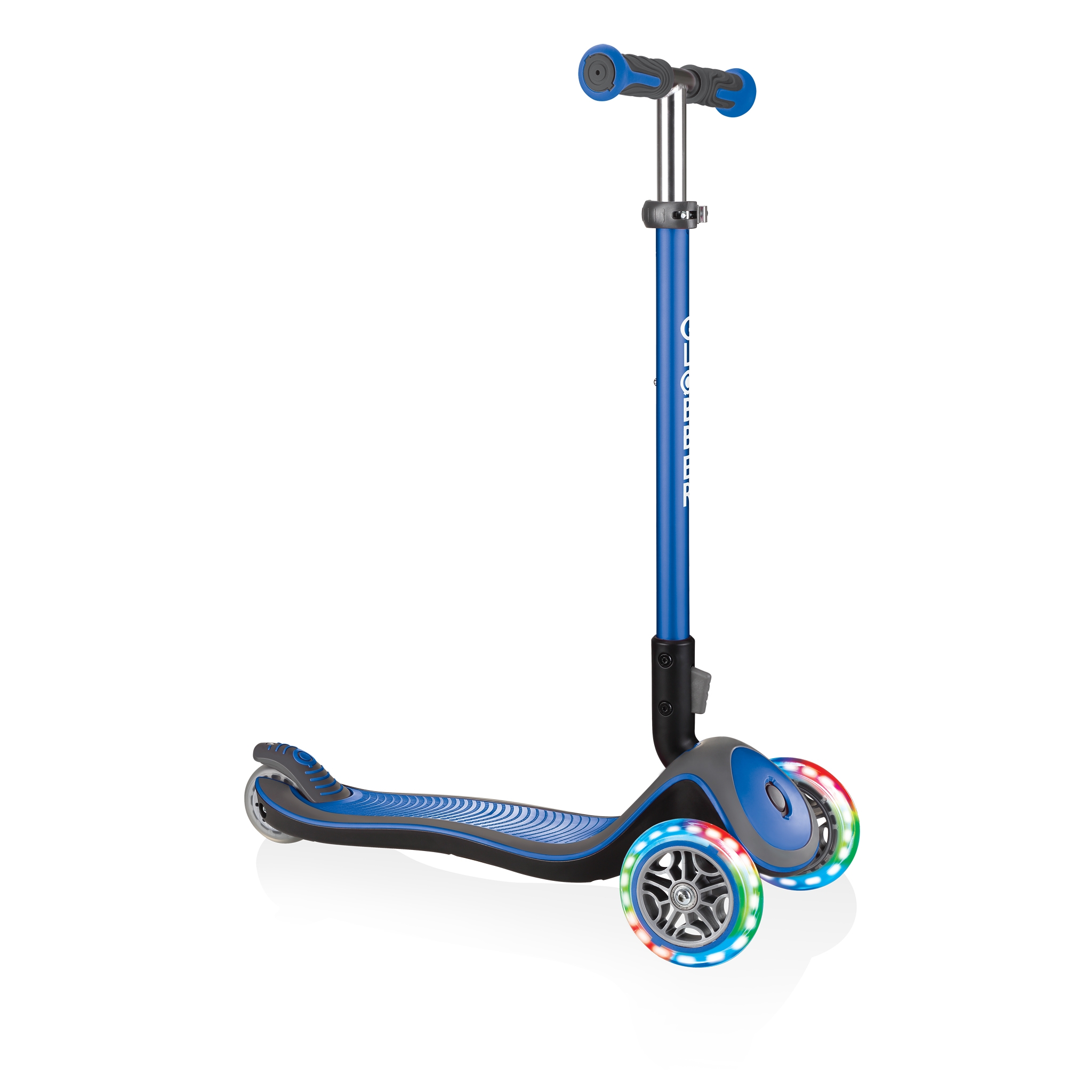 Globber-ELITE-DELUXE-LIGHTS-Best-3-wheel-light-up-scooter-for-kids-aged-3+-navy-blue 0