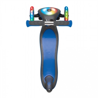 Globber-ELITE-DELUXE-FLASH-LIGHTS-3-wheel-foldable-scooter-with-extra-wide-scooter-deck-navy-blue thumbnail 3