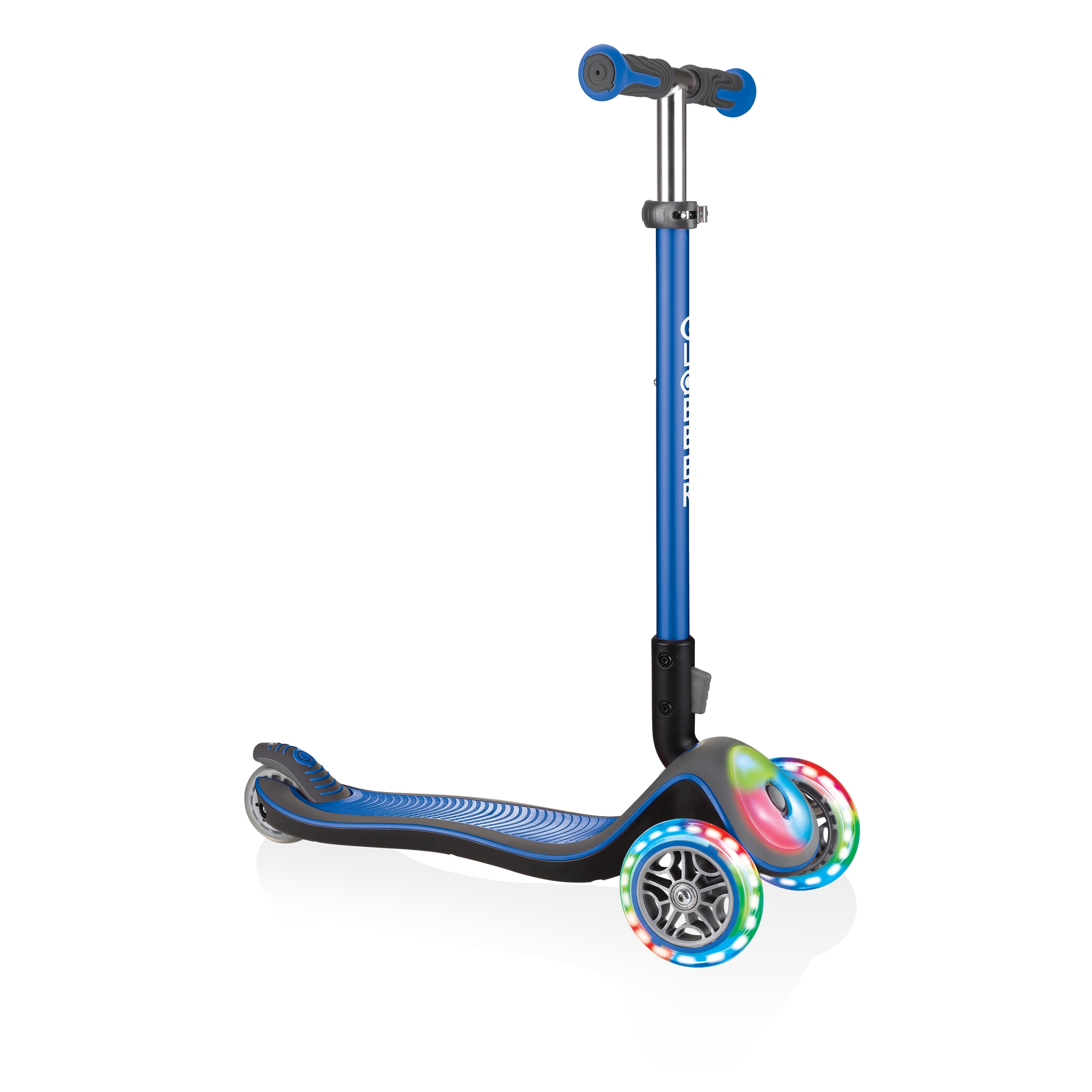 Globber-ELITE-DELUXE-FLASH-LIGHTS-3-wheel-light-up-scooter-for-kids-aged-3+-navy-blue 0