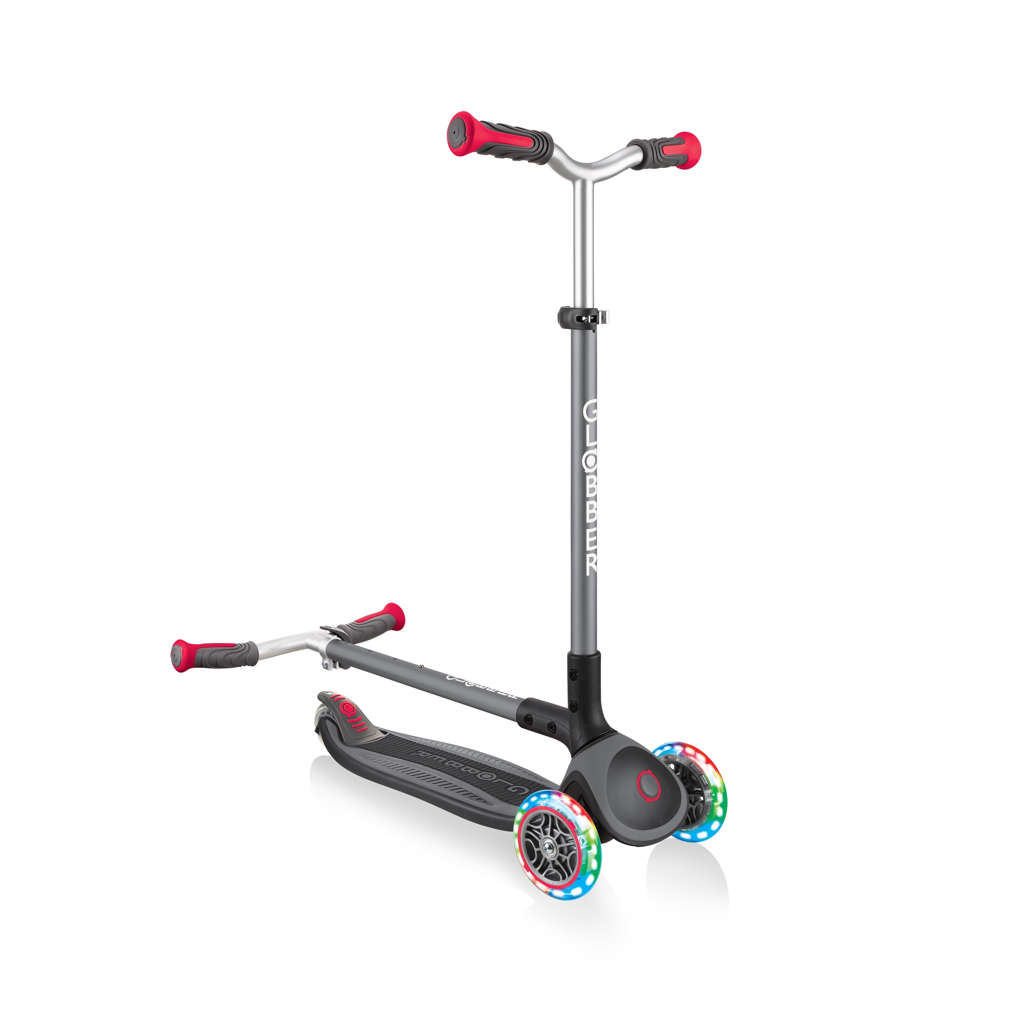 Globber-MASTER-LIGHTS-convenient-foldable-3-wheel-light-up-scooter-for-kids-with-patented-folding-system_black-red 3
