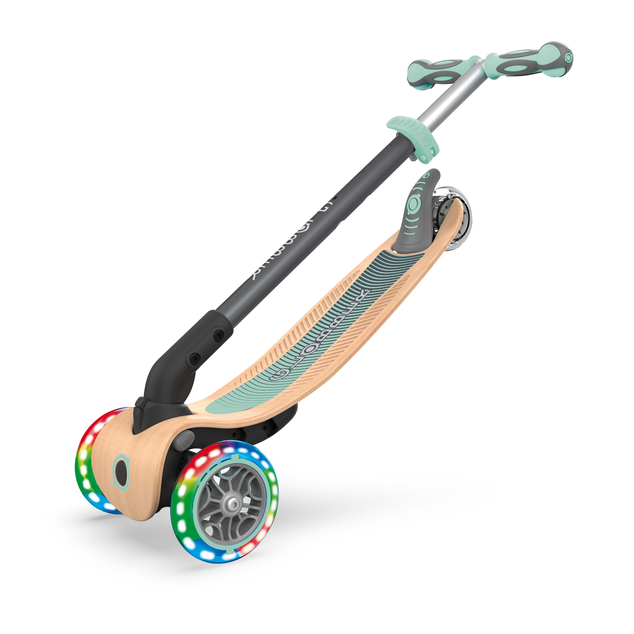 PRIMO-FOLDABLE-WOOD-LIGHTS-3-wheel-foldable-light-up-scooter-with-7-ply-wooden-scooter-deck-trolley-mode-compatible_pastel-green 5