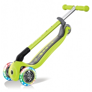 PRIMO-FOLDABLE-LIGHTS-3-wheel-foldable-scooter-for-kids-trolley-mode-lime-green thumbnail 2