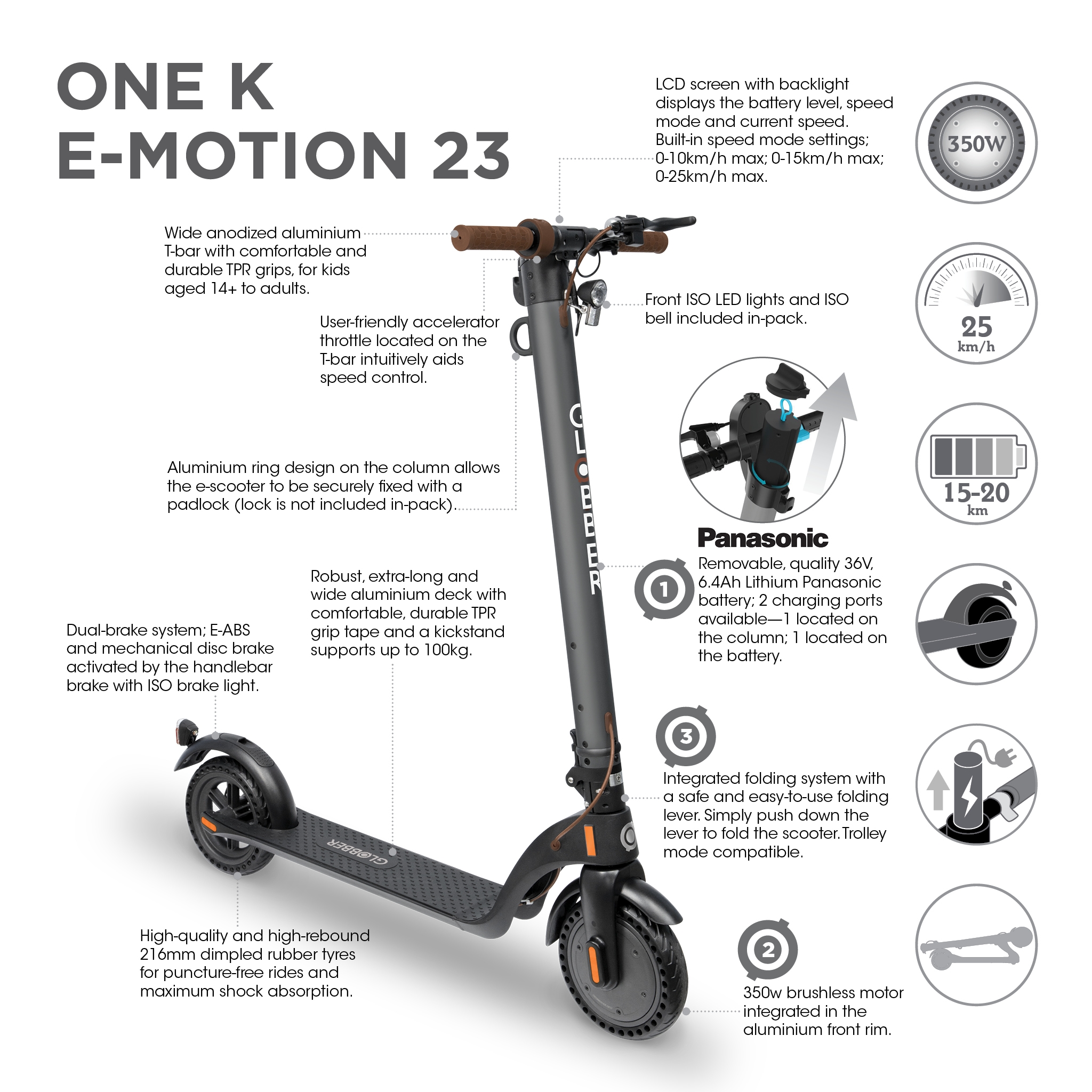 Globber-ONE-K-E-MOTION-23-electric-scooter-for-teens-and-adults-aged-14-and-above 2