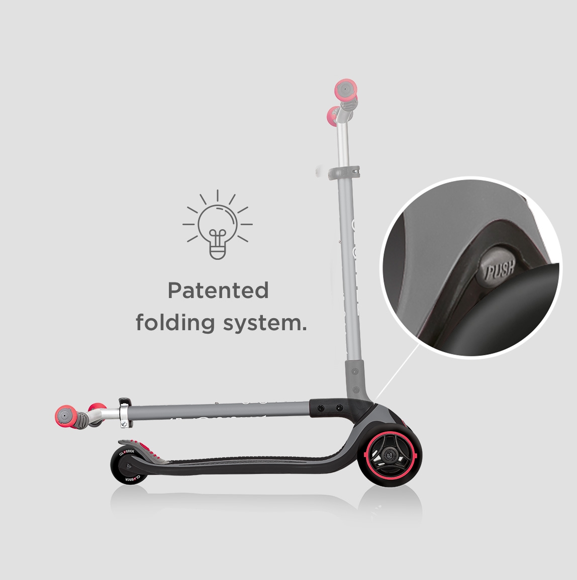 Globber-MASTER-3-wheel-foldable-scooters-with-patented-folding-system-and-push-button-mechanism