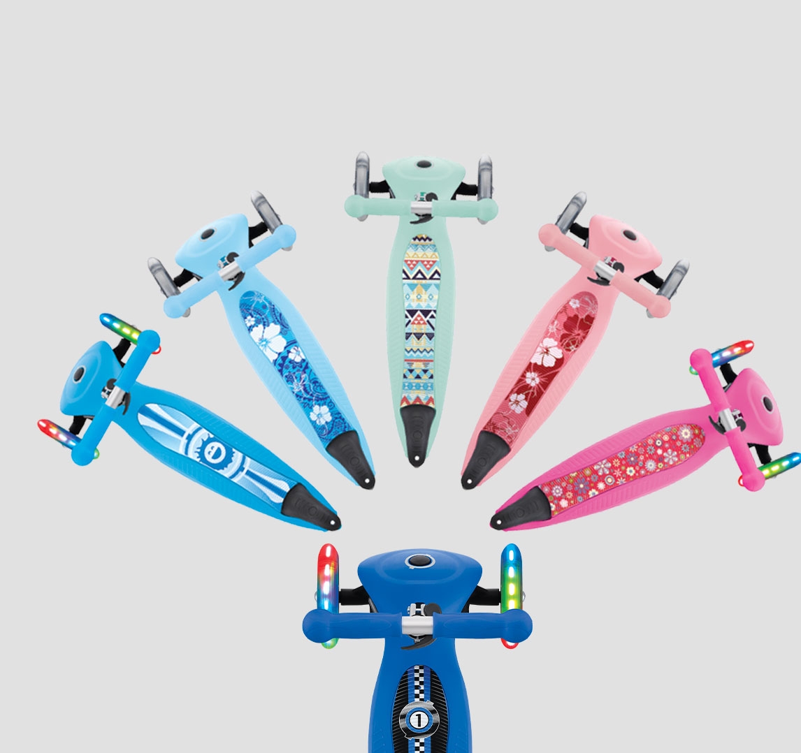 更多顏色及圖案讓你選擇最喜愛的幼兒滑板車！