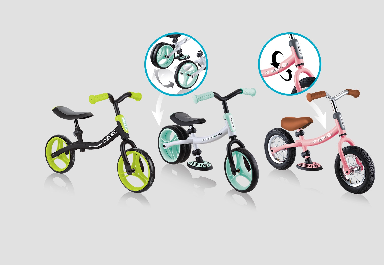 3 modelli di biciletta senza pedali disponibili.
