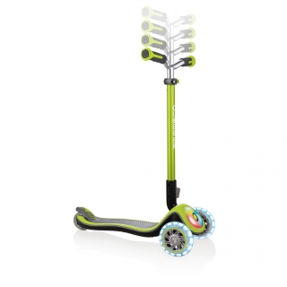 Globber-ELITE-PRIME-best-3-wheel-foldable-scooter-for-kids-with-adjustable-t-bar-lime-green thumbnail 1