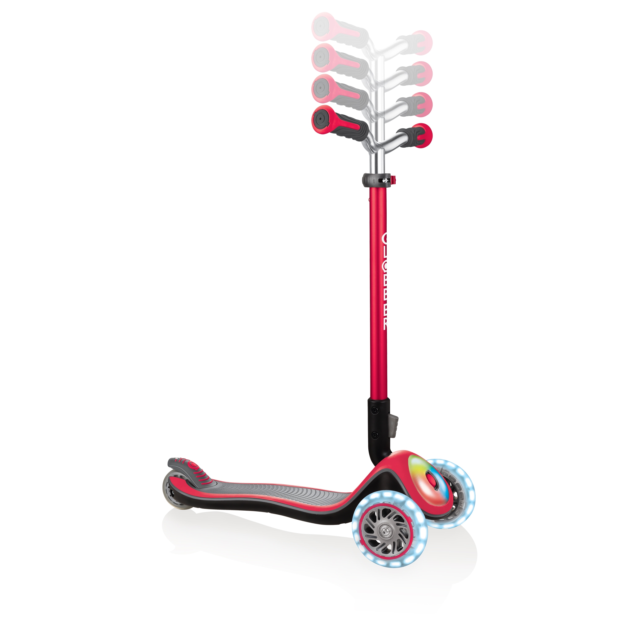 Globber-ELITE-PRIME-best-3-wheel-foldable-scooter-for-kids-with-adjustable-t-bar-new-red 1