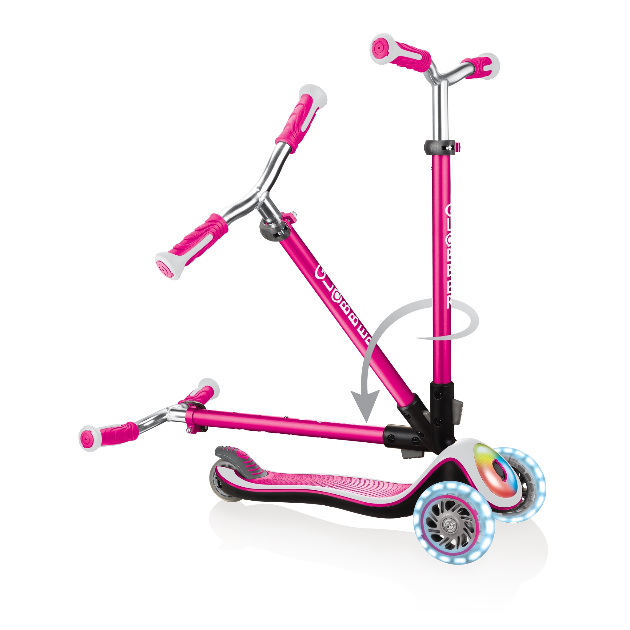 Globber-ELITE-PRIME-best-3-wheel-scooter-for-kids-with-patented-folding-system-pink 3