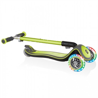 Globber-ELITE-DELUXE-LIGHTS-3-wheel-foldable-scooter-for-kids-with-light-up-scooter-wheels-lime-green thumbnail 3