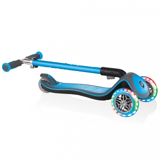 Globber-ELITE-DELUXE-LIGHTS-3-wheel-foldable-scooter-for-kids-with-light-up-scooter-wheels-sky-blue thumbnail 3