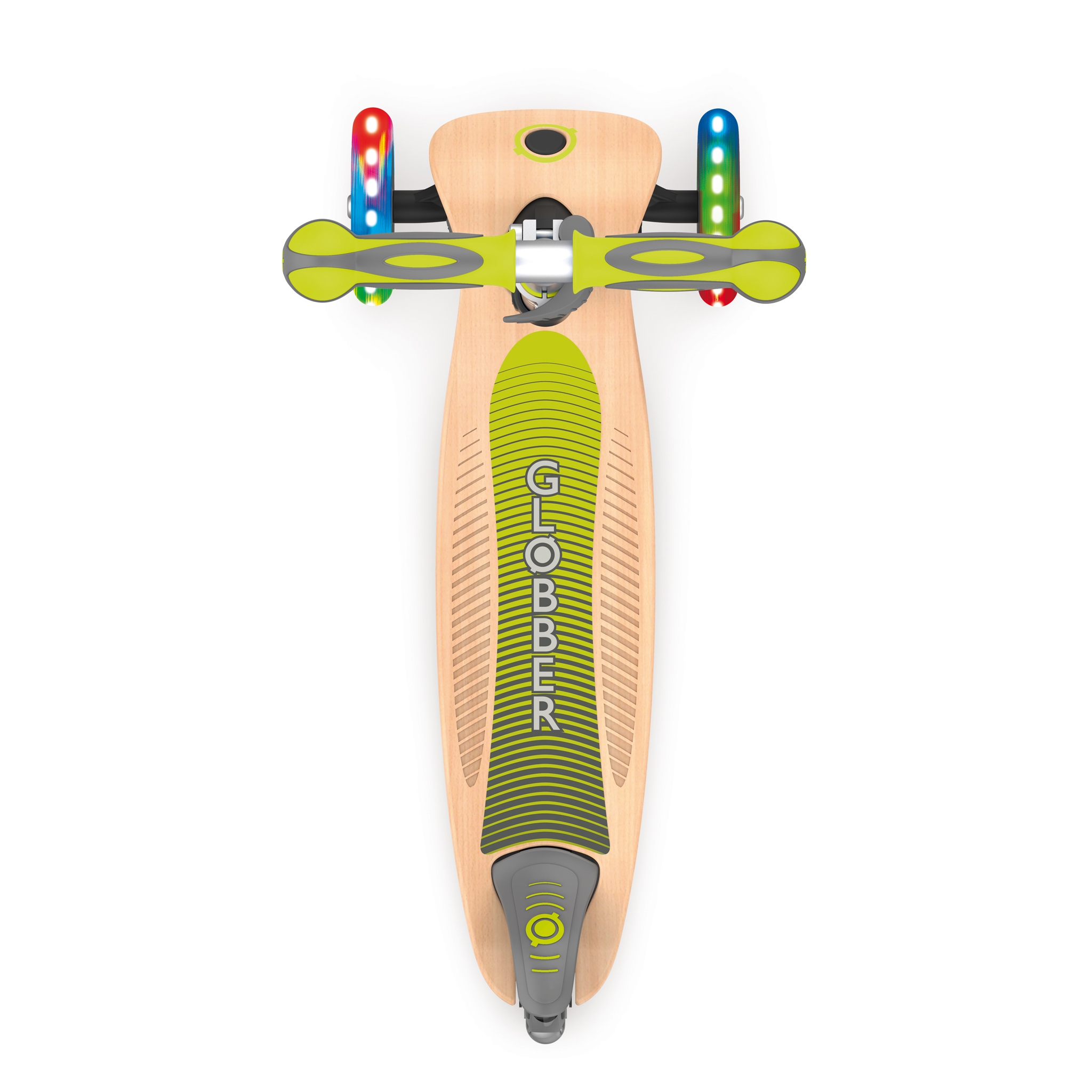 PRIMO-FOLDABLE-WOOD-LIGHTS-3-wheel-with-7-ply-wooden-scooter-deck-and-laser-engraved-sides-on-the-deck_lime-green 3