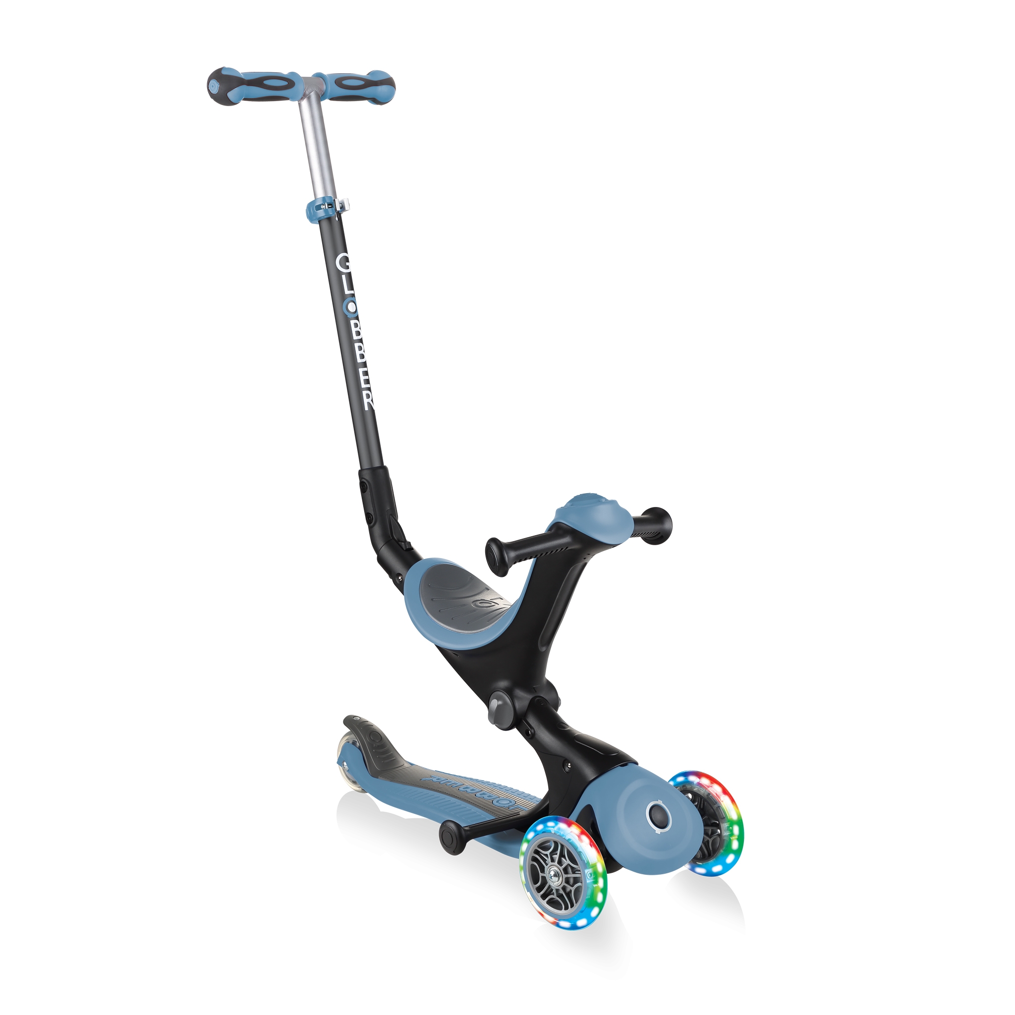 GO-UP-DELUXE-LIGHTS-ride-on-walking-bike-scooter-with-light-up-wheels-ash-blue 0