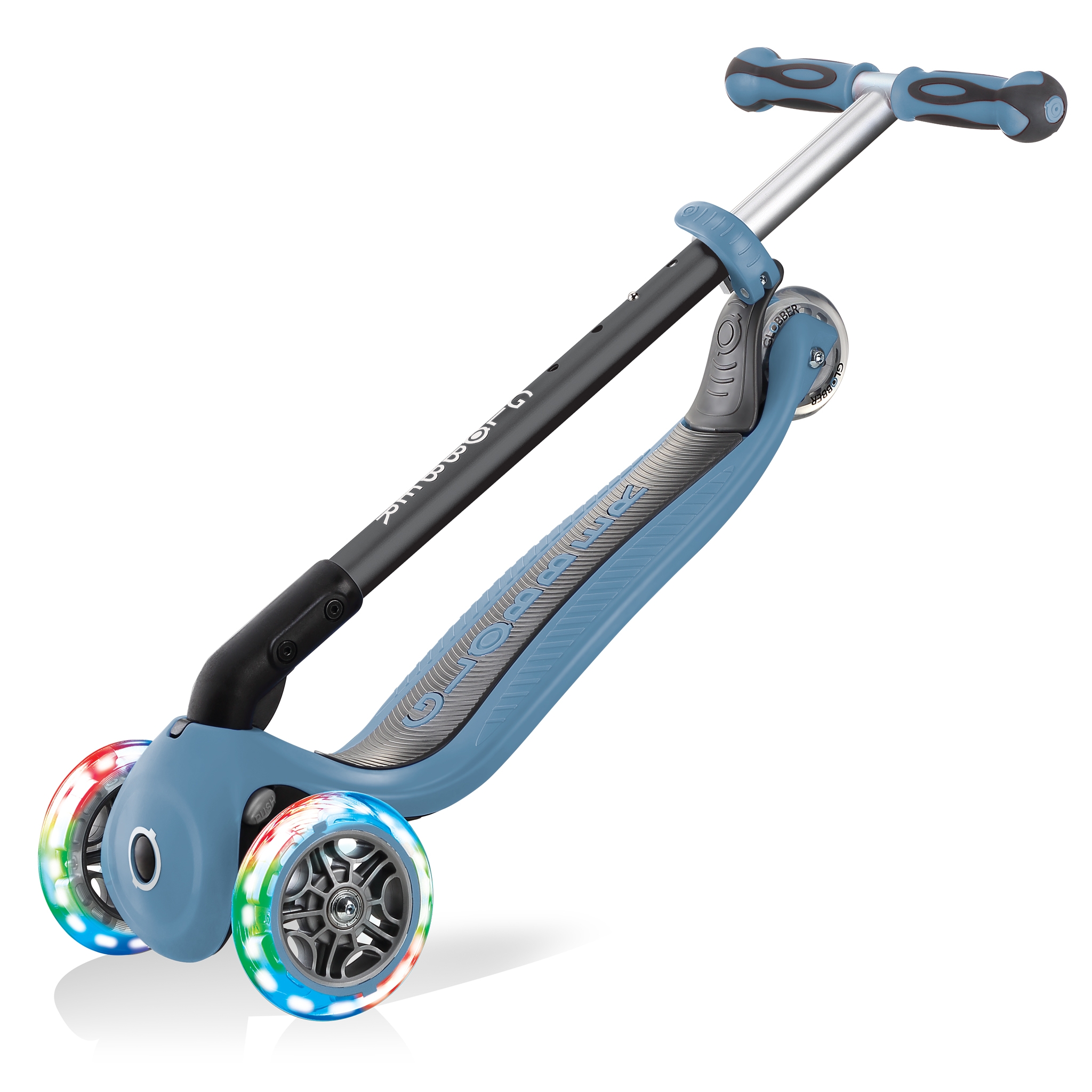 GO-UP-DELUXE-LIGHTS-ride-on-walking-bike-scooter-with-light-up-wheels-trolley-mode-compatible-ash-blue 5