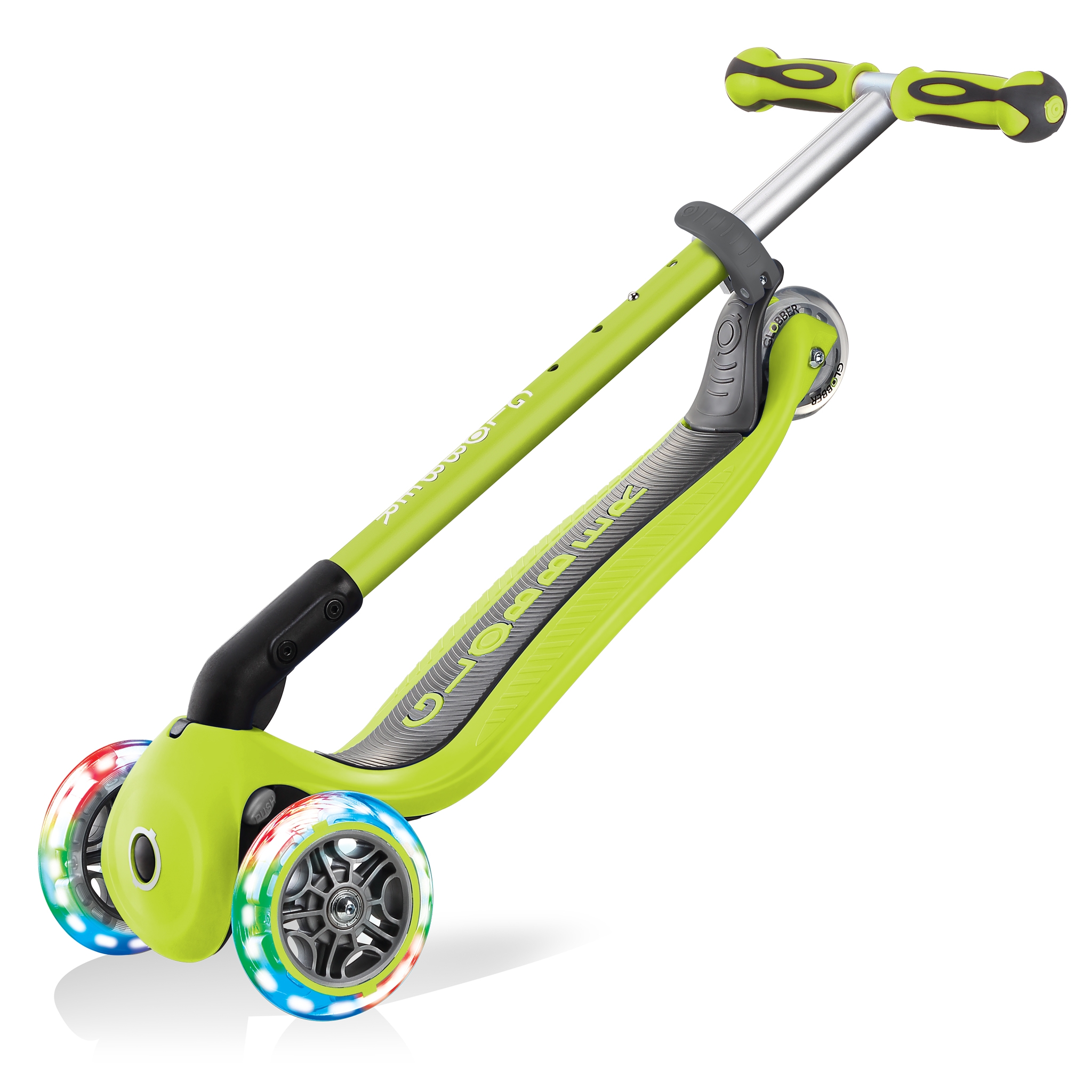GO-UP-DELUXE-LIGHTS-ride-on-walking-bike-scooter-with-light-up-wheels-trolley-mode-compatible-lime-green 5