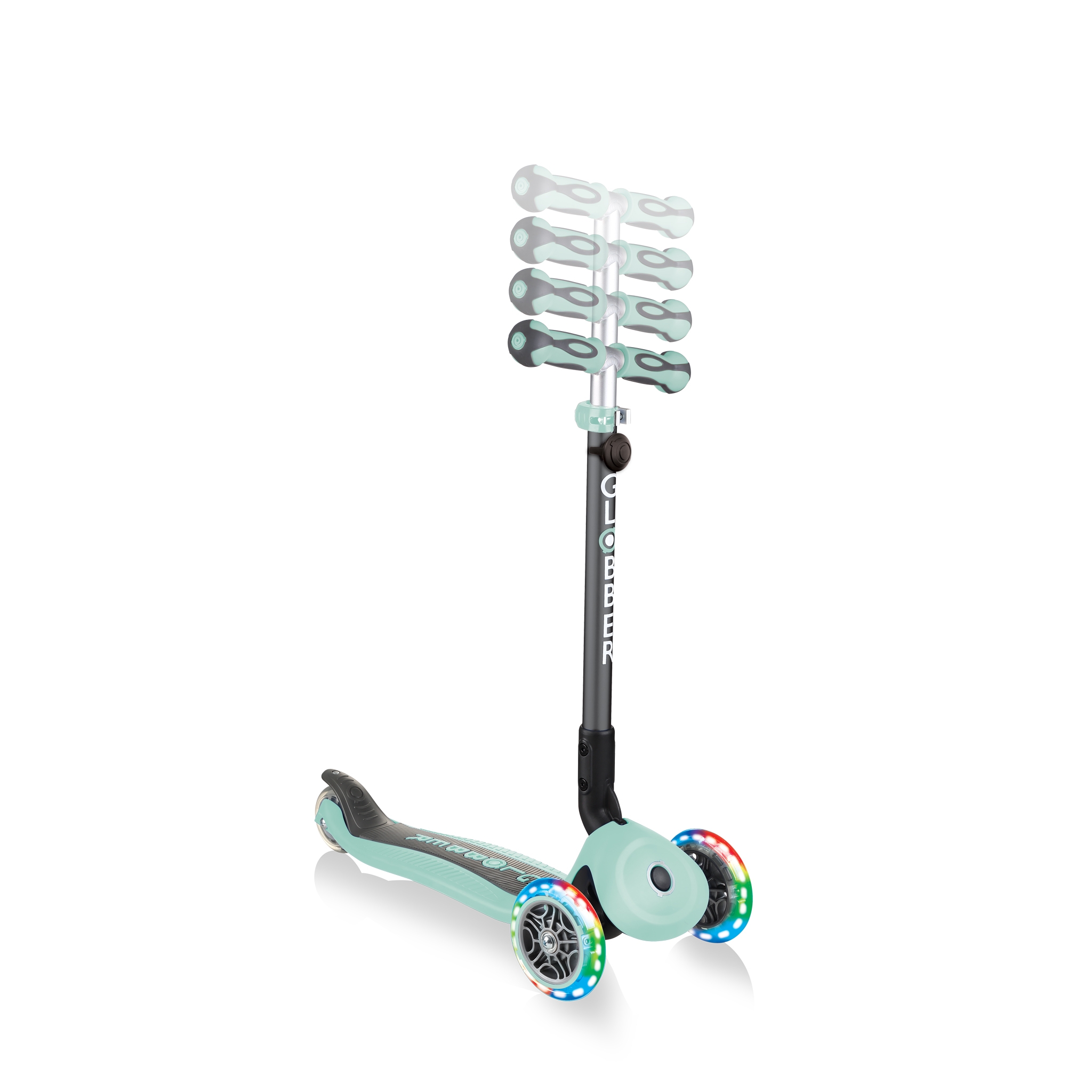 GO-UP-DELUXE-LIGHTS-ride-on-walking-bike-scooter-with-4-height-adjustable-T-bar-and-light-up-wheels-mint 4