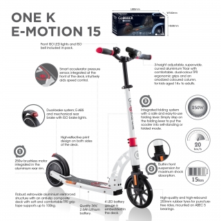 Globber-ONE-K-E-MOTION-15-electric-scooter-with-front-suspension-and-rear-ISO-brake-lights-and-front-ISO-LED-lights thumbnail 2