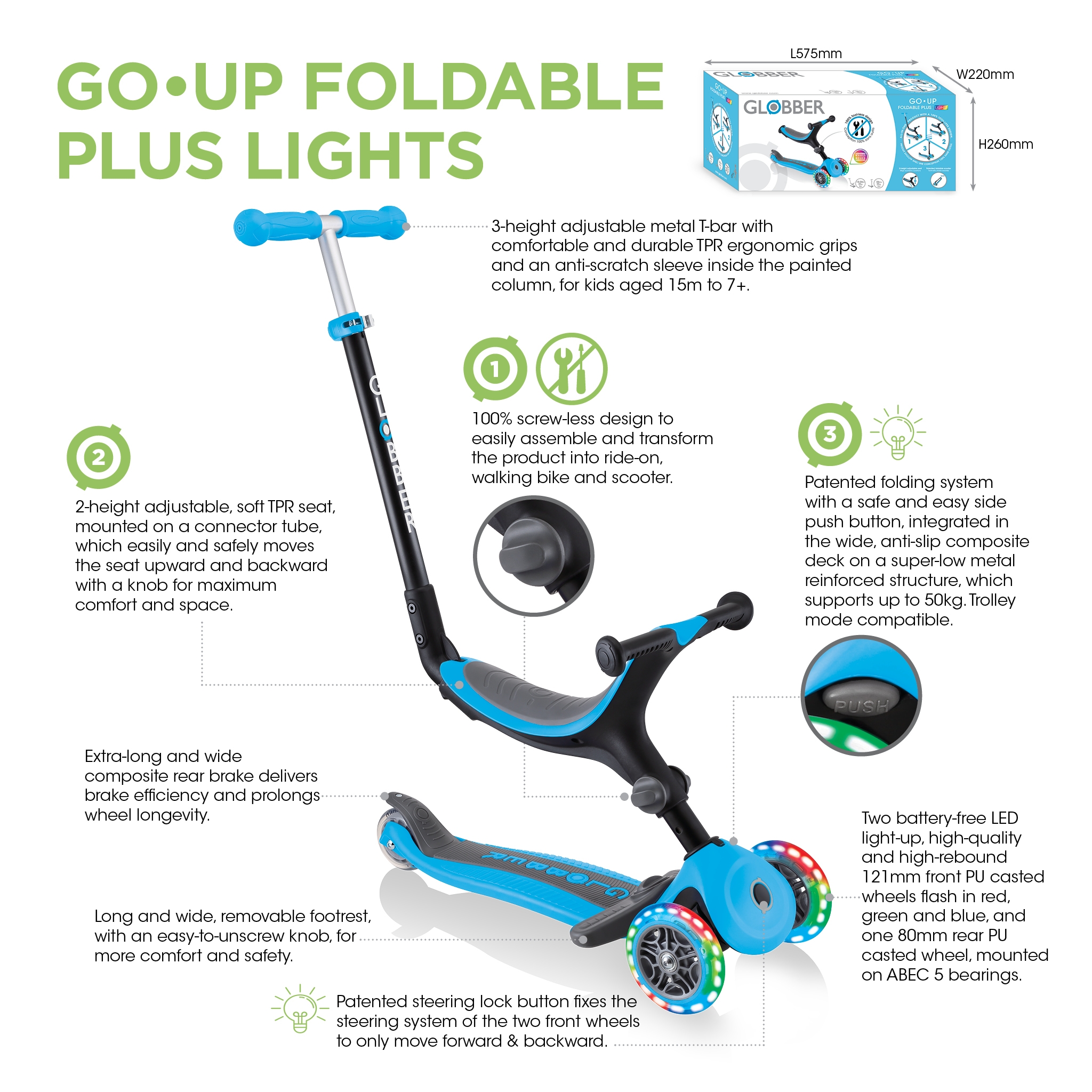 Globber-GO-UP-FOLDABLE-PLUS-LIGHTS-scooter-with-seat-for-toddlers 3