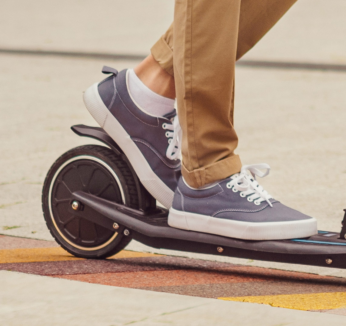 Black electric scooter for teens and adults with rear brake