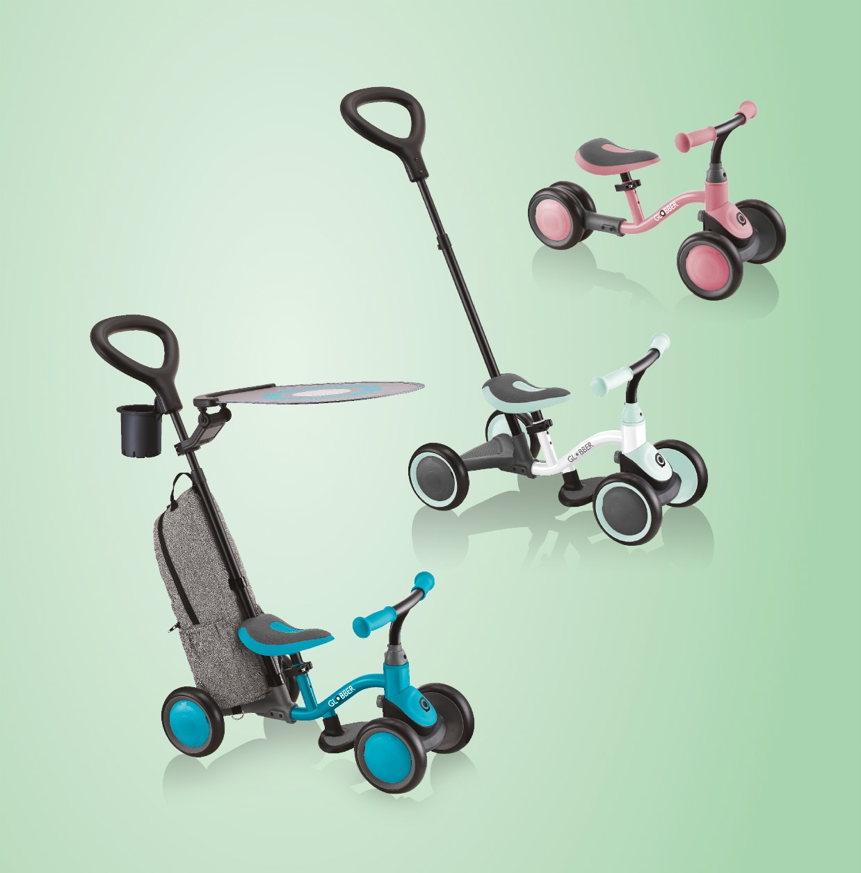 LEARNING BIKE 3 wheel balance bike series offers 3 models to choose from: LEARNING BIKE; LEARNING BIKE 3in1 with an all-in-one design; and a DELUXE baby balance bike that has accessories included