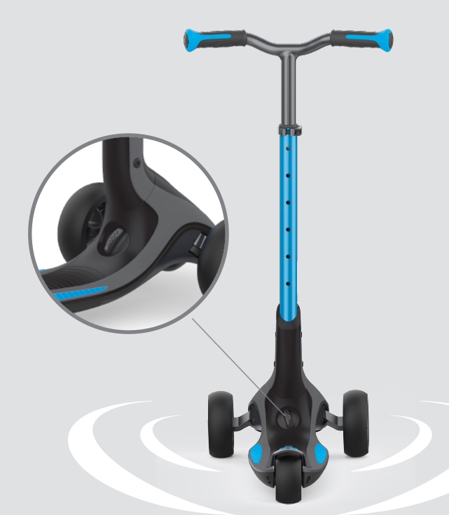 Patented steering system on 3 wheel scooter