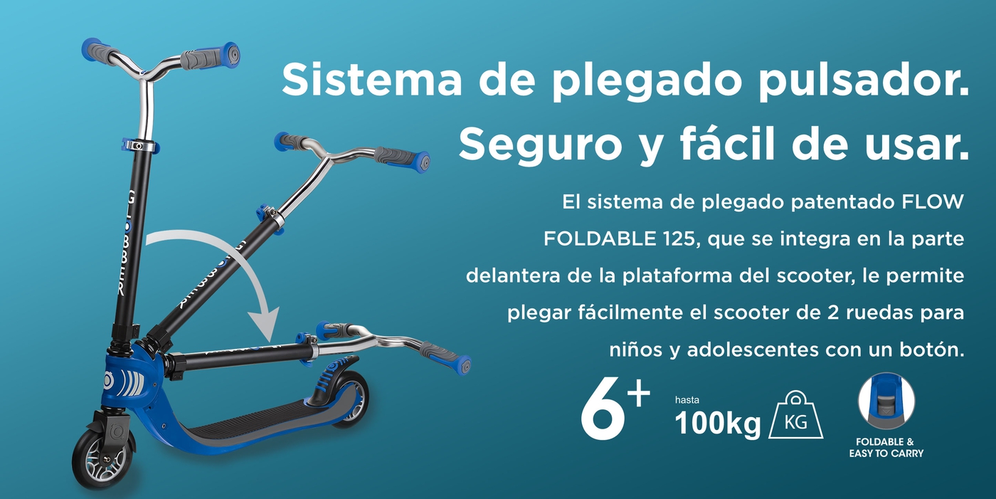 Sistema de plegado pulsador. Seguro y fácil de usar.