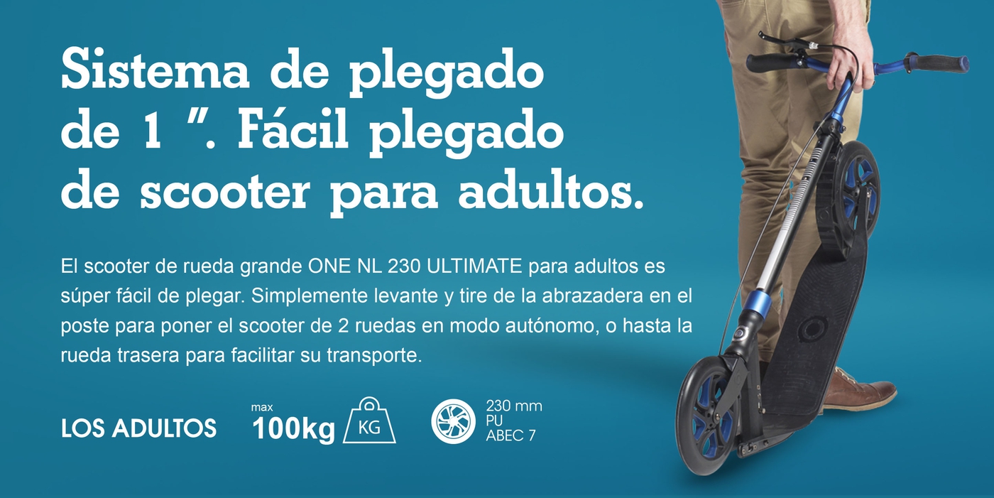 Sistema de plegado de 1 ”. Fácil plegado de scooter para adultos.