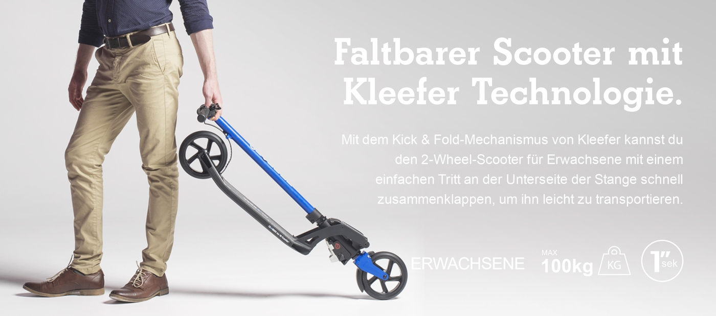Faltbarer Scooter mit Kleefer Technologie. 