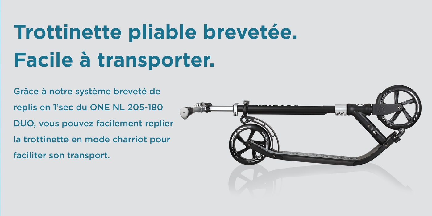 Trottinette pliable brevetée. Facile à transporter.