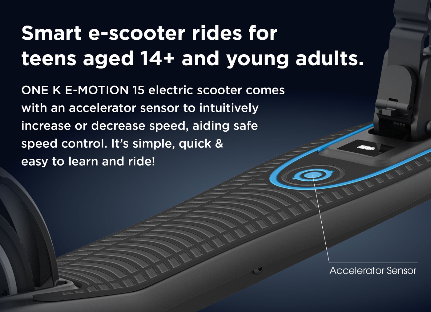 Smart e-scooter rides for teens aged 14+ and young adults.