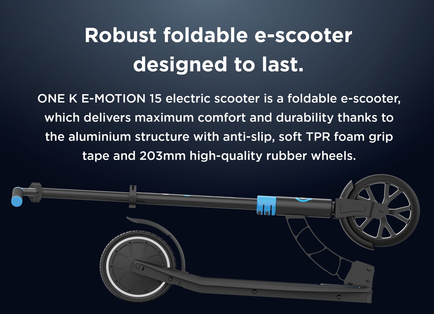 Robust foldable e-scooter designed to last.