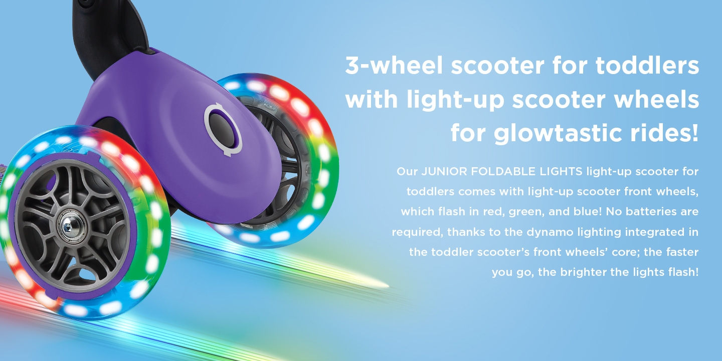 3-wheel scooter for toddlers with light-up scooter wheels for glowtastic rides!