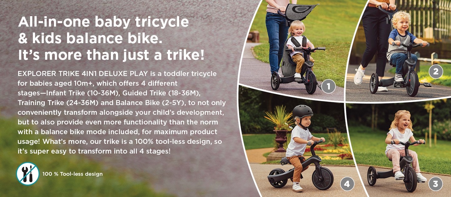 4 in 1 foldable trike for babies that transforms into a balance bike for kids with 4 different settings