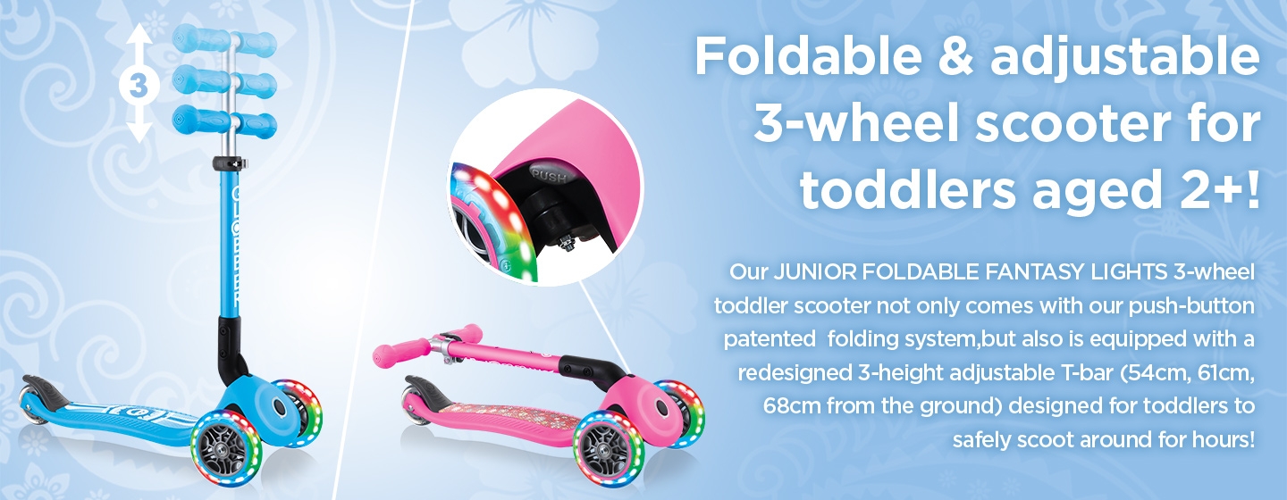 Foldable & adjustable 3-wheel scooter for toddlers aged 2+!