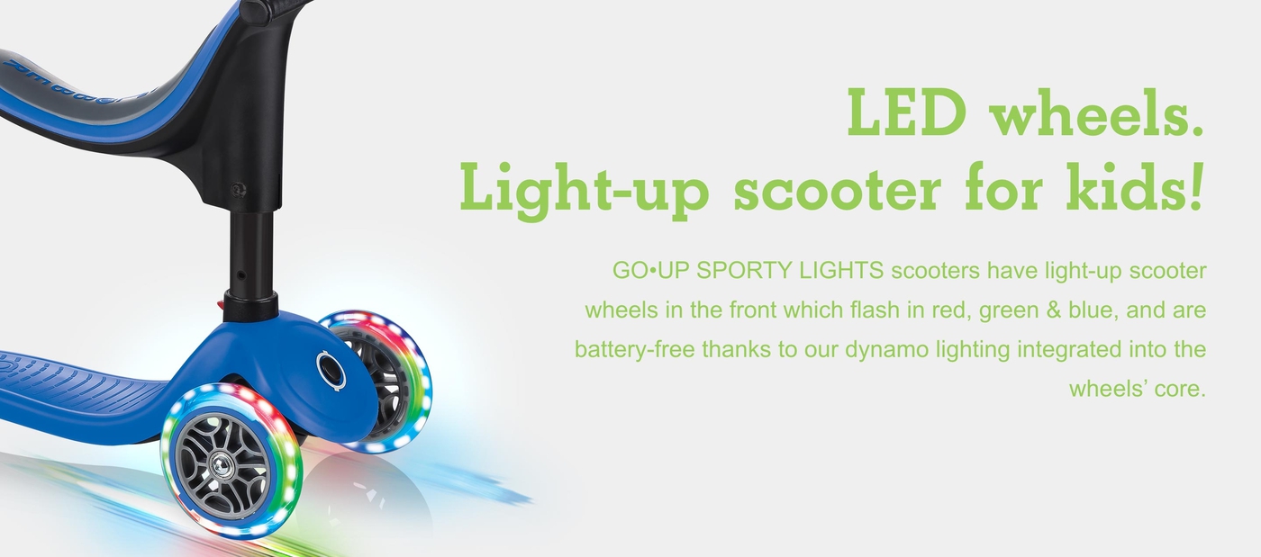LED wheels. Light-up scooter for kids!