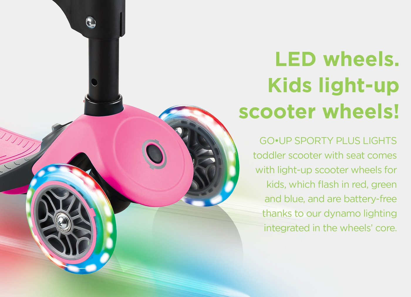  LED wheels. Kids light-up scooter wheels!