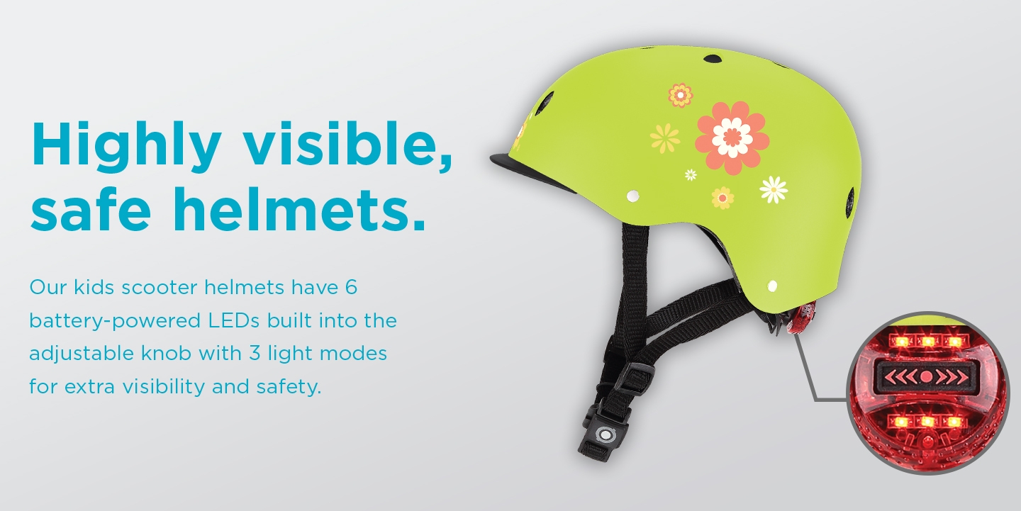 Highly visible, safe helmets.