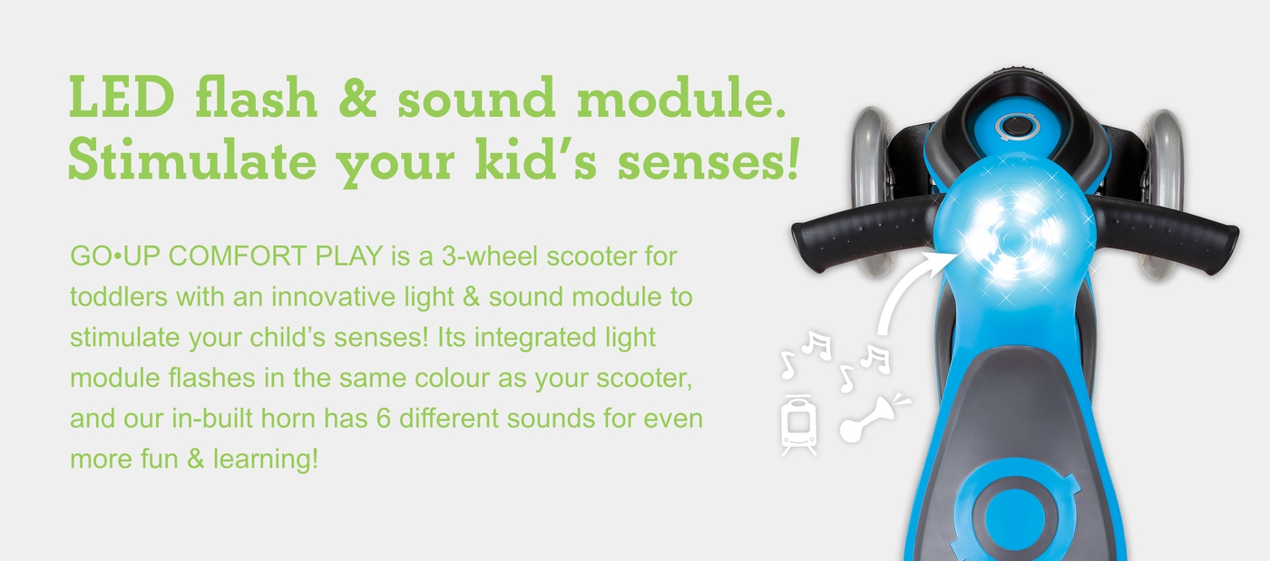 LED flash & sound module. Stimulate your kid's senses!