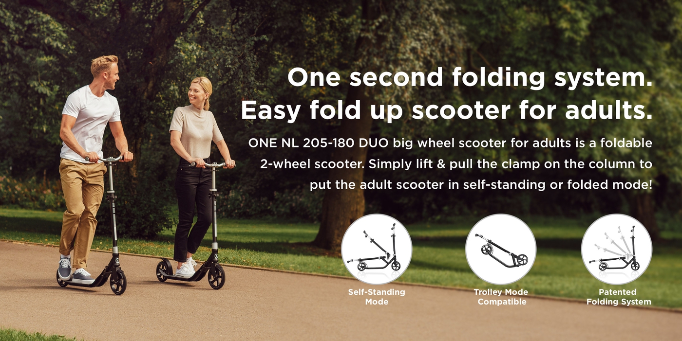 One second folding system. Easy fold up scooter for adults.
