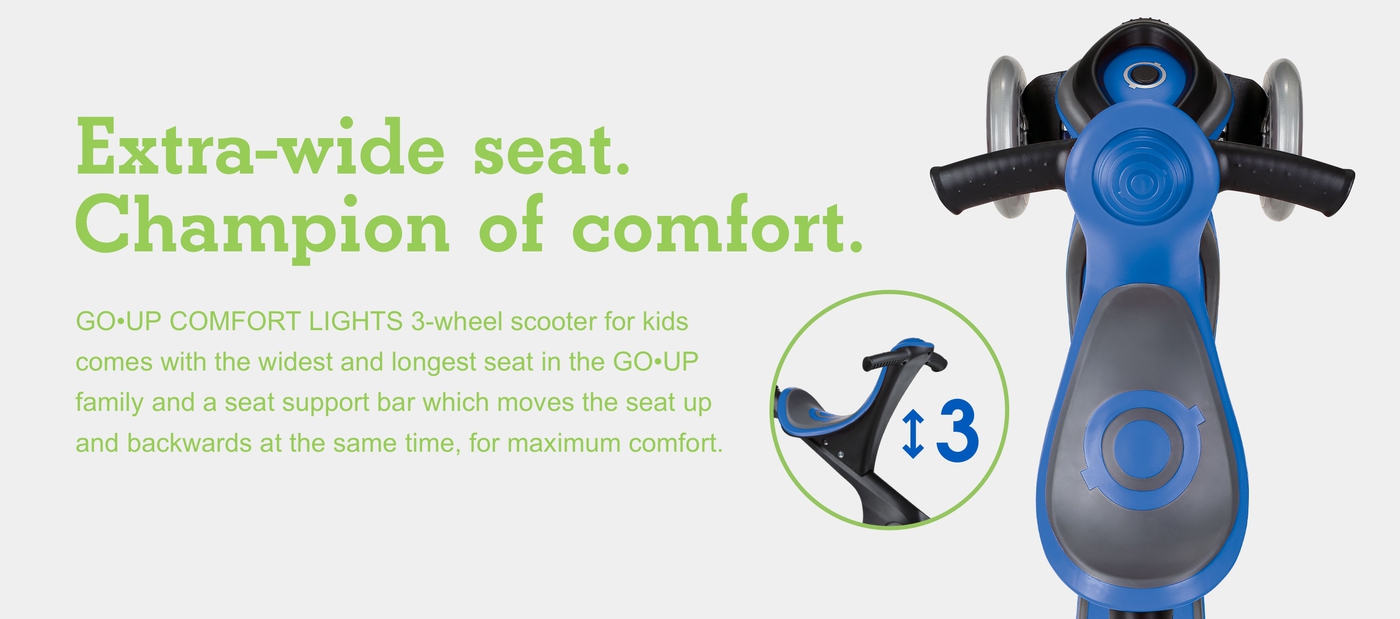 Extra-wide seat. Champion of comfort.