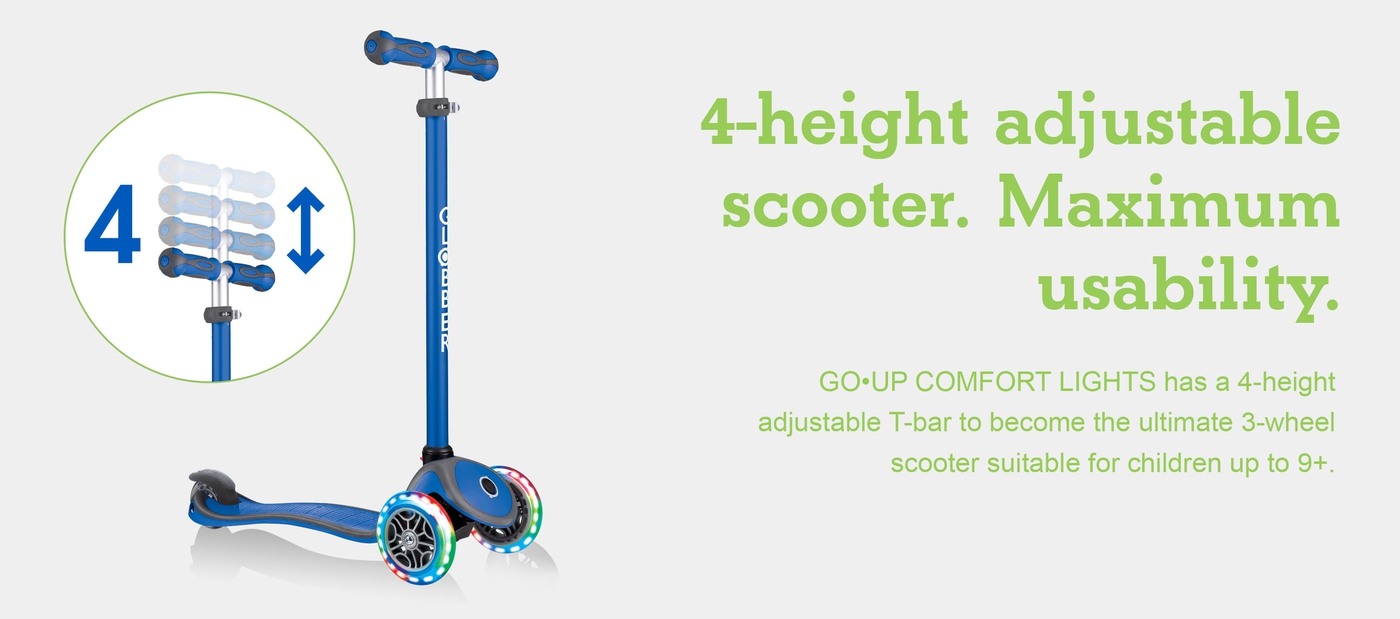 4-height adjustable scooter. Maximum usability. 