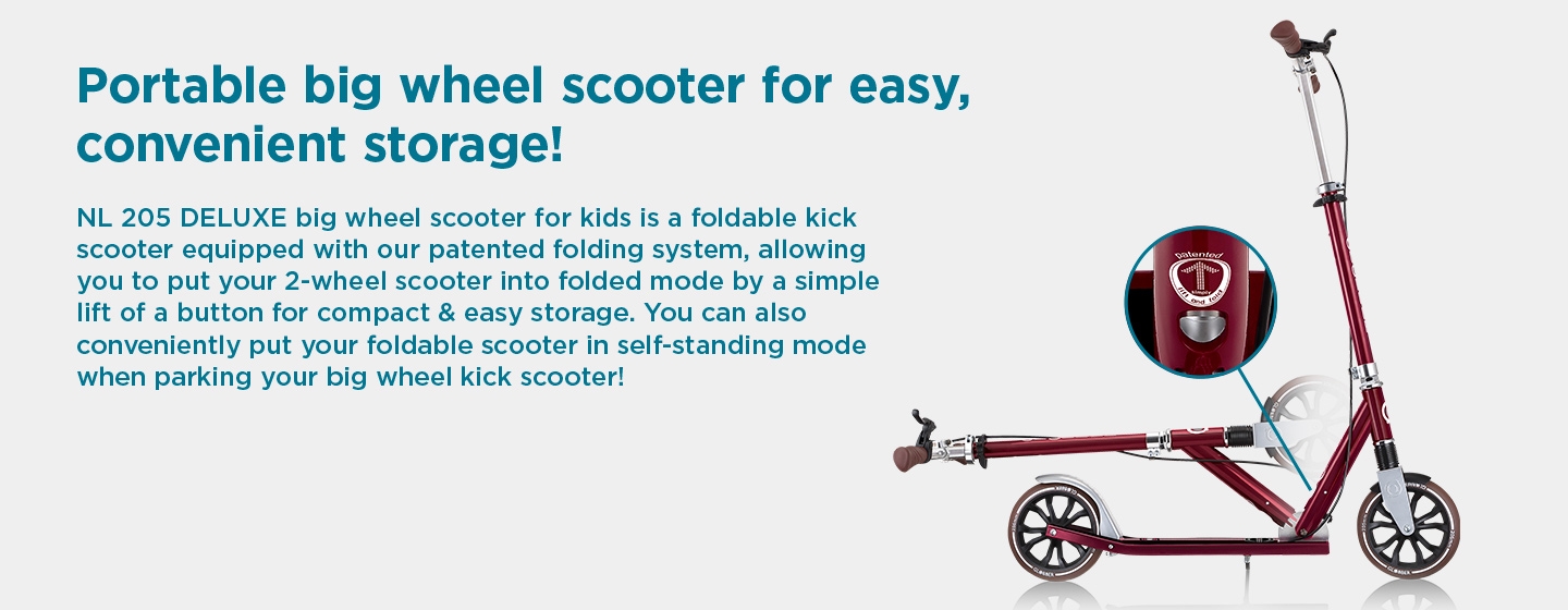 Best big wheel scooter for kids with a patented folding system for easy storage