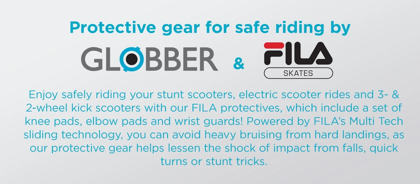 Protective gear for safe riding by Globber & FILA Skates 