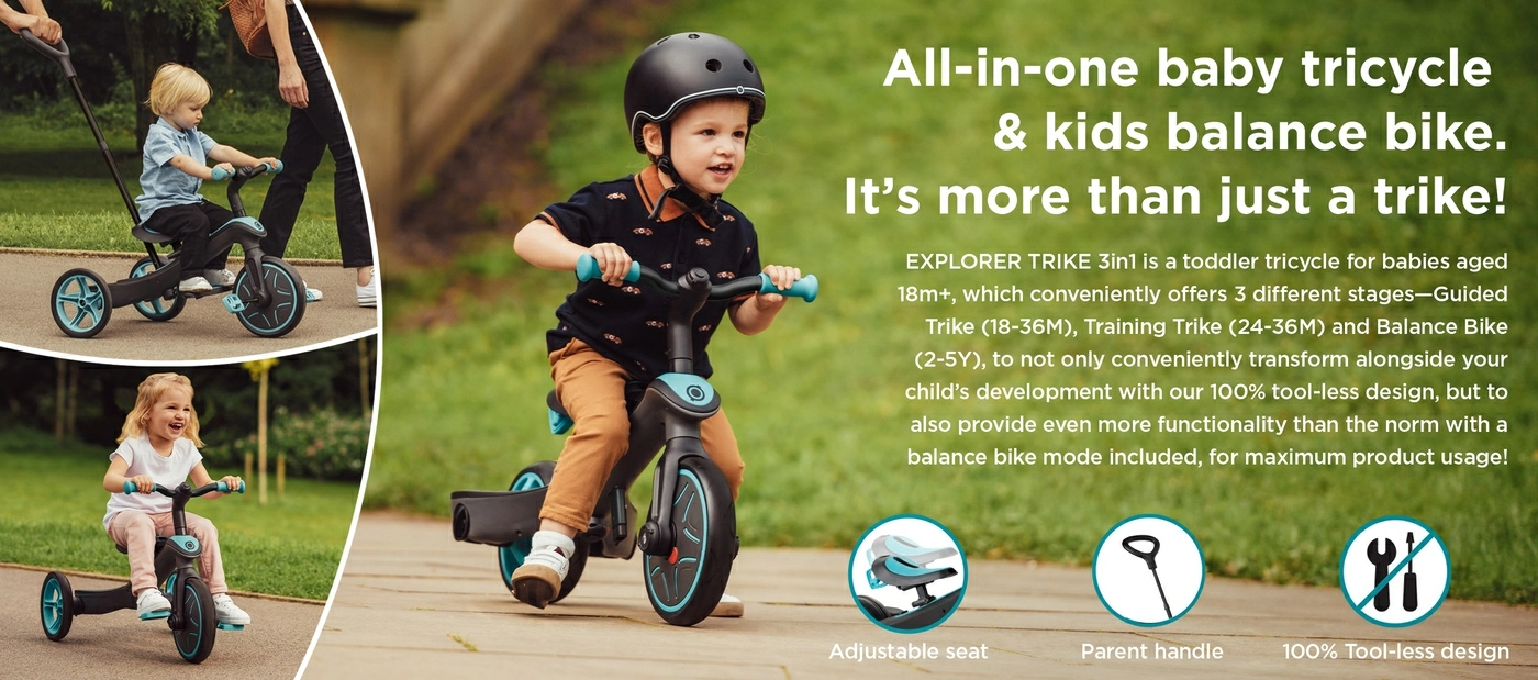 All in one baby tricycle for toddlers aged 18 months and balance bike for kids Globber EXPLORER TRIKE 3in1 Globber Armenia