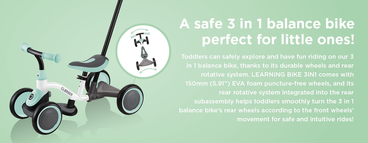 A safe 3 in 1 balance bike perfect for little ones!